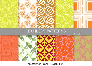 Simple geometric texture. Collection of seamless geometric minimalistic patterns. Backgrounds and wallpapers. Textile ornament. Properly grouped and layered drag and drop to the swatch pallet.
