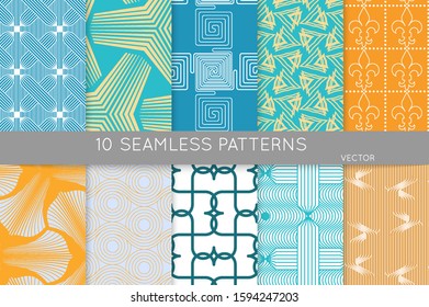 Simple geometric texture. Collection of seamless geometric minimalistic patterns. Backgrounds and wallpapers. Textile ornament. Properly grouped and layered drag and drop to the swatch pallet.