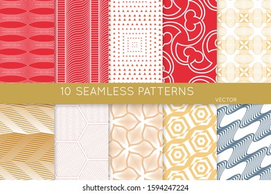 Simple geometric texture. Collection of seamless geometric minimalistic patterns. Backgrounds and wallpapers. Textile ornament. Properly grouped and layered drag and drop to the swatch pallet.