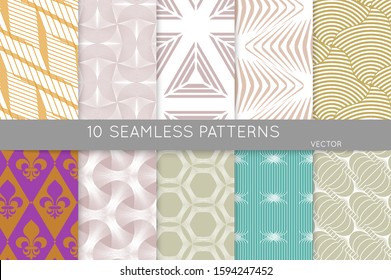 Simple geometric texture. Collection of seamless geometric minimalistic patterns. Backgrounds and wallpapers. Textile ornament. Properly grouped and layered drag and drop to the swatch pallet.