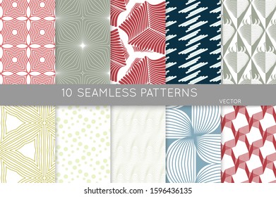 Simple geometric texture. Collection of seamless geometric minimalistic patterns. Backgrounds and wallpapers. Textile ornament. Properly grouped and layered drag and drop to the swatch pallet.