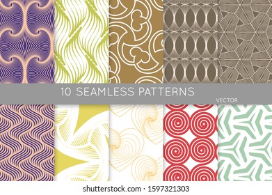 Simple geometric texture. Collection of seamless geometric minimalistic patterns. Backgrounds and wallpapers. Textile ornament. Properly grouped and layered drag and drop to the swatch pallet.