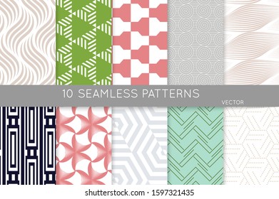 Simple geometric texture. Collection of seamless geometric minimalistic patterns. Backgrounds and wallpapers. Textile ornament. Properly grouped and layered drag and drop to the swatch pallet.