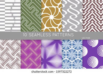 Simple geometric texture. Collection of seamless geometric minimalistic patterns. Backgrounds and wallpapers. Textile ornament. Properly grouped and layered drag and drop to the swatch pallet.