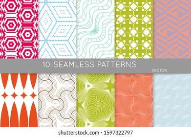 Simple geometric texture. Collection of seamless geometric minimalistic patterns. Backgrounds and wallpapers. Textile ornament. Properly grouped and layered drag and drop to the swatch pallet.