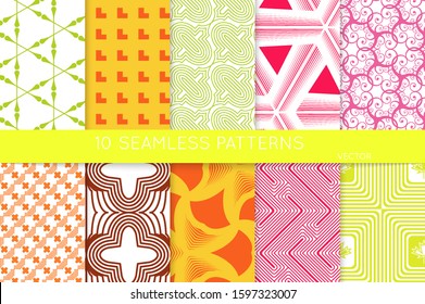 Simple geometric texture. Collection of seamless geometric minimalistic patterns. Backgrounds and wallpapers. Textile ornament. Properly grouped and layered drag and drop to the swatch pallet.