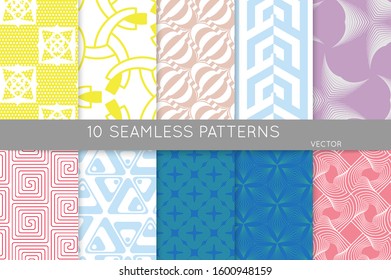 Simple geometric texture. Collection of seamless geometric minimalistic patterns. Backgrounds and wallpapers. Textile ornament. Properly grouped and layered drag and drop to the swatch pallet.