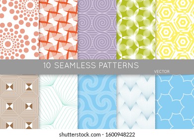 Simple geometric texture. Collection of seamless geometric minimalistic patterns. Backgrounds and wallpapers. Textile ornament. Properly grouped and layered drag and drop to the swatch pallet.