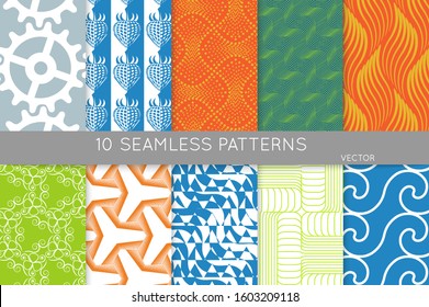 Simple geometric texture. Collection of seamless geometric minimalistic patterns. Backgrounds and wallpapers. Textile ornament. Properly grouped and layered drag and drop to the swatch pallet.
