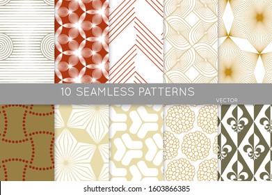 Simple geometric texture. Collection of seamless geometric minimalistic patterns. Backgrounds and wallpapers. Textile ornament. Properly grouped and layered drag and drop to the swatch pallet.
