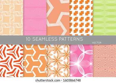 Simple geometric texture. Collection of seamless geometric minimalistic patterns. Backgrounds and wallpapers. Textile ornament. Properly grouped and layered drag and drop to the swatch pallet.