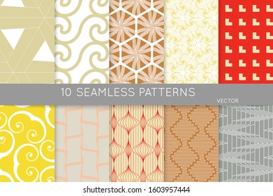 Simple geometric texture. Collection of seamless geometric minimalistic patterns. Backgrounds and wallpapers. Textile ornament. Properly grouped and layered drag and drop to the swatch pallet.