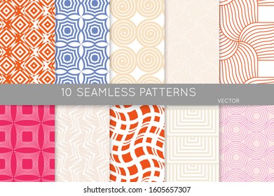 Simple geometric texture. Collection of seamless geometric minimalistic patterns. Backgrounds and wallpapers. Textile ornament. Properly grouped and layered drag and drop to the swatch pallet.