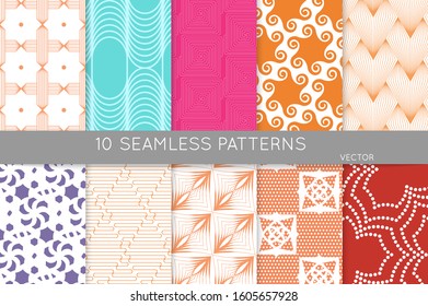 Simple geometric texture. Collection of seamless geometric minimalistic patterns. Backgrounds and wallpapers. Textile ornament. Properly grouped and layered drag and drop to the swatch pallet.