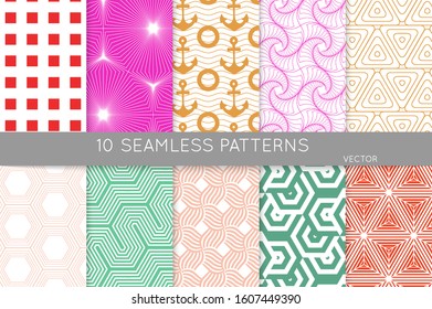 Simple geometric texture. Collection of seamless geometric minimalistic patterns. Backgrounds and wallpapers. Textile ornament. Properly grouped and layered drag and drop to the swatch pallet.