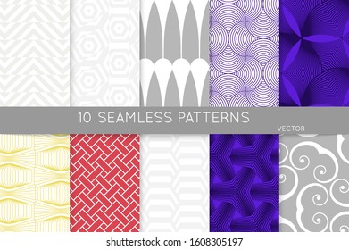 Simple geometric texture. Collection of seamless geometric minimalistic patterns. Backgrounds and wallpapers. Textile ornament. Properly grouped and layered drag and drop to the swatch pallet.
