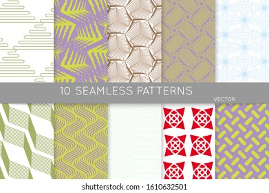 Simple geometric texture. Collection of seamless geometric minimalistic patterns. Backgrounds and wallpapers. Textile ornament. Properly grouped and layered drag and drop to the swatch pallet.