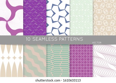 Simple geometric texture. Collection of seamless geometric minimalistic patterns. Backgrounds and wallpapers. Textile ornament. Properly grouped and layered drag and drop to the swatch pallet.