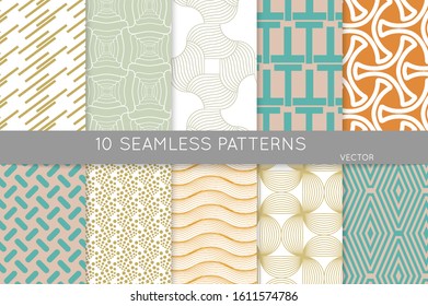 Simple geometric texture. Collection of seamless geometric minimalistic patterns. Backgrounds and wallpapers. Textile ornament. Properly grouped and layered drag and drop to the swatch pallet.