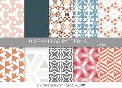 Simple geometric texture. Collection of seamless geometric minimalistic patterns. Backgrounds and wallpapers. Textile ornament. Properly grouped and layered drag and drop to the swatch pallet.