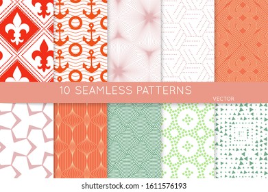 Simple geometric texture. Collection of seamless geometric minimalistic patterns. Backgrounds and wallpapers. Textile ornament. Properly grouped and layered drag and drop to the swatch pallet.