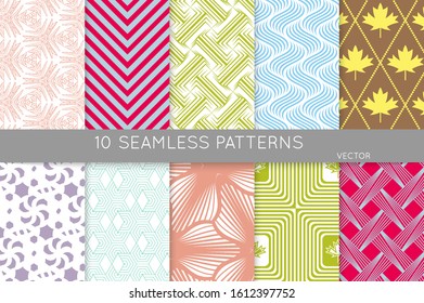 Simple geometric texture. Collection of seamless geometric minimalistic patterns. Backgrounds and wallpapers. Textile ornament. Properly grouped and layered drag and drop to the swatch pallet.