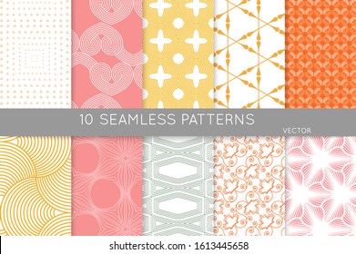 Simple geometric texture. Collection of seamless geometric minimalistic patterns. Backgrounds and wallpapers. Textile ornament. Properly grouped and layered drag and drop to the swatch pallet.