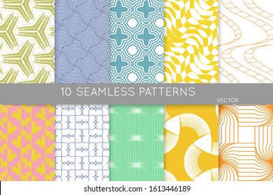 Simple geometric texture. Collection of seamless geometric minimalistic patterns. Backgrounds and wallpapers. Textile ornament. Properly grouped and layered drag and drop to the swatch pallet.
