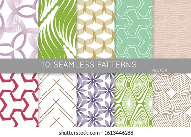 Simple geometric texture. Collection of seamless geometric minimalistic patterns. Backgrounds and wallpapers. Textile ornament. Properly grouped and layered drag and drop to the swatch pallet.