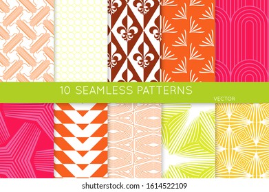 Simple geometric texture. Collection of seamless geometric minimalistic patterns. Backgrounds and wallpapers. Textile ornament. Properly grouped and layered drag and drop to the swatch pallet.