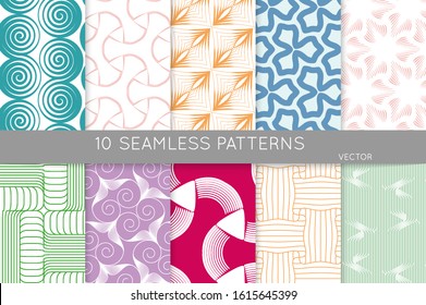 Simple geometric texture. Collection of seamless geometric minimalistic patterns. Backgrounds and wallpapers. Textile ornament. Properly grouped and layered drag and drop to the swatch pallet.