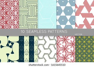 Simple geometric texture. Collection of seamless geometric minimalistic patterns. Backgrounds and wallpapers. Textile ornament. Properly grouped and layered drag and drop to the swatch pallet.