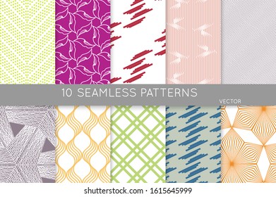 Simple geometric texture. Collection of seamless geometric minimalistic patterns. Backgrounds and wallpapers. Textile ornament. Properly grouped and layered drag and drop to the swatch pallet.