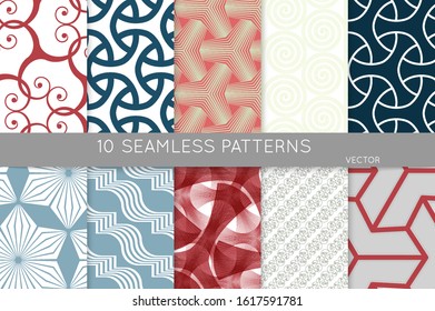 Simple geometric texture. Collection of seamless geometric minimalistic patterns. Backgrounds and wallpapers. Textile ornament. Properly grouped and layered drag and drop to the swatch pallet.