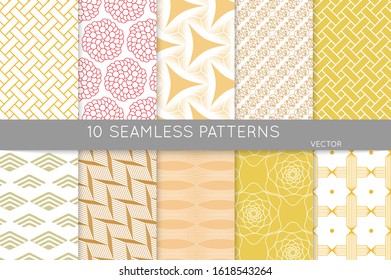 Simple geometric texture. Collection of seamless geometric minimalistic patterns. Backgrounds and wallpapers. Textile ornament. Properly grouped and layered drag and drop to the swatch pallet.