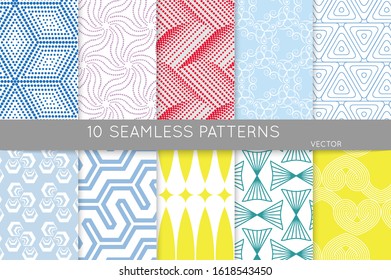 Simple geometric texture. Collection of seamless geometric minimalistic patterns. Backgrounds and wallpapers. Textile ornament. Properly grouped and layered drag and drop to the swatch pallet.