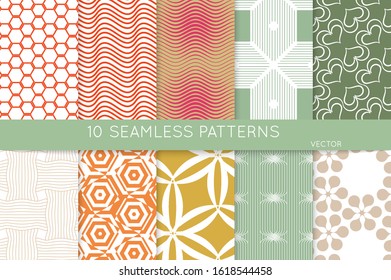Simple geometric texture. Collection of seamless geometric minimalistic patterns. Backgrounds and wallpapers. Textile ornament. Properly grouped and layered drag and drop to the swatch pallet.