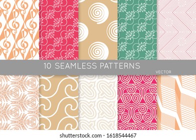 Simple geometric texture. Collection of seamless geometric minimalistic patterns. Backgrounds and wallpapers. Textile ornament. Properly grouped and layered drag and drop to the swatch pallet.