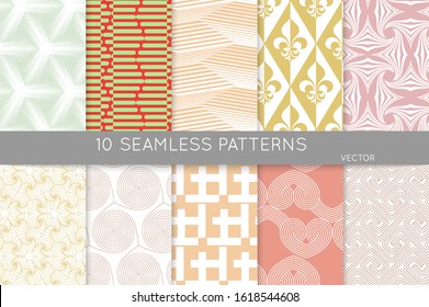 Simple geometric texture. Collection of seamless geometric minimalistic patterns. Backgrounds and wallpapers. Textile ornament. Properly grouped and layered drag and drop to the swatch pallet.