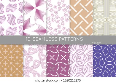 Simple geometric texture. Collection of seamless geometric minimalistic patterns. Backgrounds and wallpapers. Textile ornament. Properly grouped and layered drag and drop to the swatch pallet.