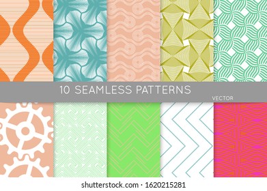 Simple geometric texture. Collection of seamless geometric minimalistic patterns. Backgrounds and wallpapers. Textile ornament. Properly grouped and layered drag and drop to the swatch pallet.