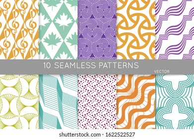 Simple geometric texture. Collection of seamless geometric minimalistic patterns. Backgrounds and wallpapers. Textile ornament. Properly grouped and layered drag and drop to the swatch pallet.