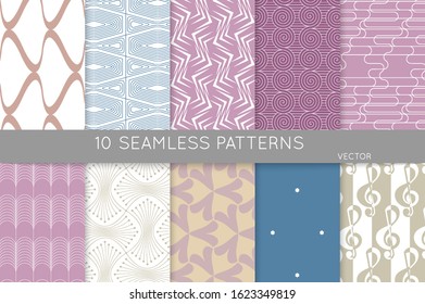 Simple geometric texture. Collection of seamless geometric minimalistic patterns. Backgrounds and wallpapers. Textile ornament. Properly grouped and layered drag and drop to the swatch pallet.