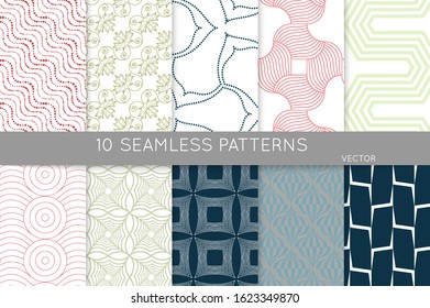 Simple geometric texture. Collection of seamless geometric minimalistic patterns. Backgrounds and wallpapers. Textile ornament. Properly grouped and layered drag and drop to the swatch pallet.