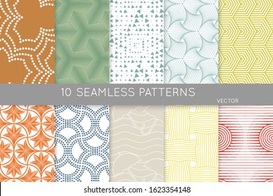 Simple geometric texture. Collection of seamless geometric minimalistic patterns. Backgrounds and wallpapers. Textile ornament. Properly grouped and layered drag and drop to the swatch pallet.
