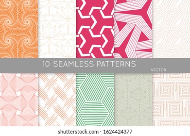 Simple geometric texture. Collection of seamless geometric minimalistic patterns. Backgrounds and wallpapers. Textile ornament. Properly grouped and layered drag and drop to the swatch pallet.