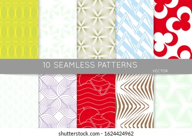 Simple geometric texture. Collection of seamless geometric minimalistic patterns. Backgrounds and wallpapers. Textile ornament. Properly grouped and layered drag and drop to the swatch pallet.