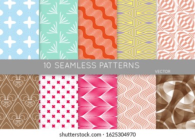 Simple geometric texture. Collection of seamless geometric minimalistic patterns. Backgrounds and wallpapers. Textile ornament. Properly grouped and layered drag and drop to the swatch pallet.