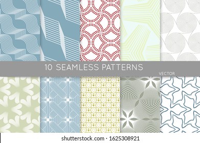 Simple geometric texture. Collection of seamless geometric minimalistic patterns. Backgrounds and wallpapers. Textile ornament. Properly grouped and layered drag and drop to the swatch pallet.