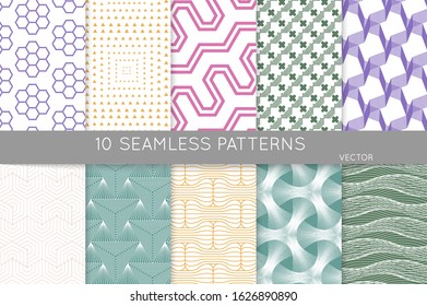 Simple geometric texture. Collection of seamless geometric minimalistic patterns. Backgrounds and wallpapers. Textile ornament. Properly grouped and layered drag and drop to the swatch pallet.